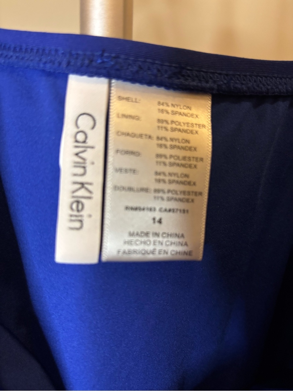 Calvin Klein Women’s 14 Royal Blue One Piece Swimsuit Ruched Tummy Control - Picture 5 of 12